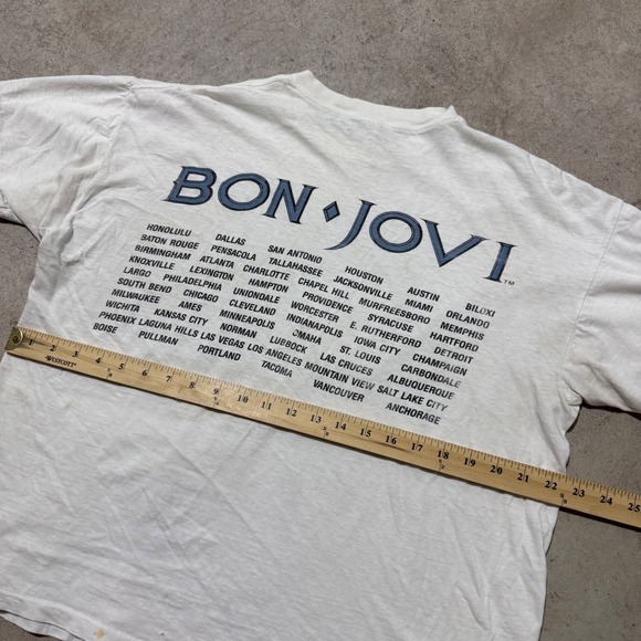 Vintage 80s Jon Bon Jovi New Jersey Syndicate Tour 1988 Portrait Band T Shirt XL - Picture 7 of 8